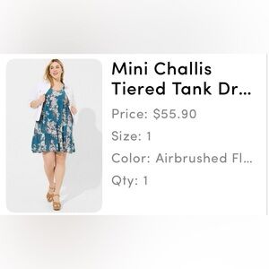 Torrid Size 1 - Floral Tank-top style Sleeveless Dress - Blue and Pink